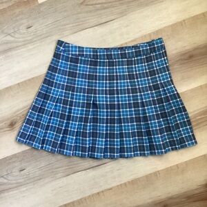 Aeropostale Blue White Plaid Pleated Mini Skirt | juniors M | fall school casual